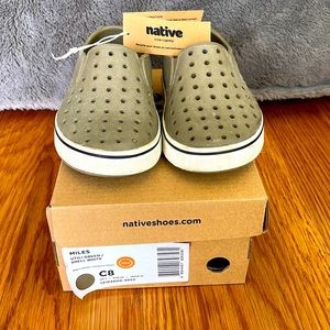 Toddler Shoes = Native, Miles|Utility Green/Shell White|Size C8